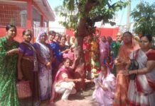 आज पंच धाम हनुमान मंदिर खान्दु कॉलोनी पर राधा सखी दुर्गावाहिनी और मात्र शक्ति की बहनो द्वारा आवला के पेड़ की पूजा की। WhatsApp Image 2022 11 02 at 3.41.58 PM