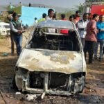 रतलाम रोड हाइवे पर कार में आग लगने से शिक्षक की हुई मौत। 2car fire1
