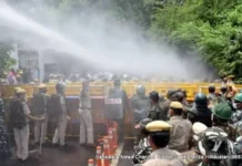 गहलोत सरकार के खिलाफ BJP ने किया जंगी प्रदर्शन, पुलिस ने छोड़ी वॉटर कैनन , water kenan